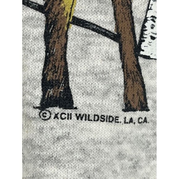 Lee Sweatshirt Women L Vtg Gray Crew Pullover Deer Graphic Woodland Winter Retro - Picture 7 of 12
